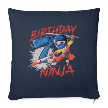 Ce petit Ninja a 7 ans Birthday Shirt - Housse de coussin décorative 45 x 45 cm - bleu marine - Devant