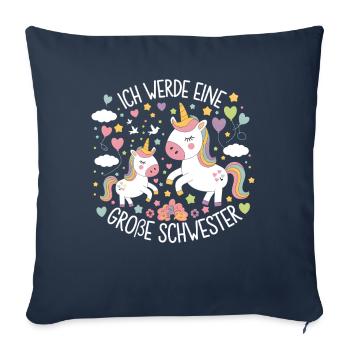 Ich werde eine große Schwester Einhorn - Sofakissenbezug 45 x 45 cm - Navy - Vorne