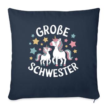 Ich werde eine große Schwester Einhorn - Sofakissenbezug 45 x 45 cm - Navy - Vorne