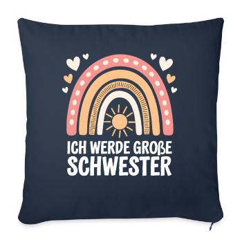 Je vais être grande sœur arc-en-ciel boho - Housse de coussin décorative 45 x 45 cm - bleu marine - Devant