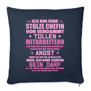 Fier patron de d’employés géniaux - Housse de coussin décorative 45 x 45 cm - bleu marine - Devant