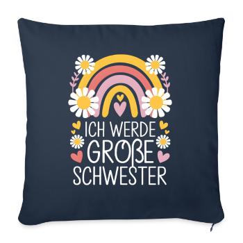 Ich Werde Große Schwester Regenbogen Boho - Sofakissenbezug 45 x 45 cm - Navy - Vorne