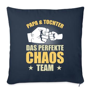 Papa, fille, l’équipe parfaite du chaos - Housse de coussin décorative 45 x 45 cm - bleu marine - Devant