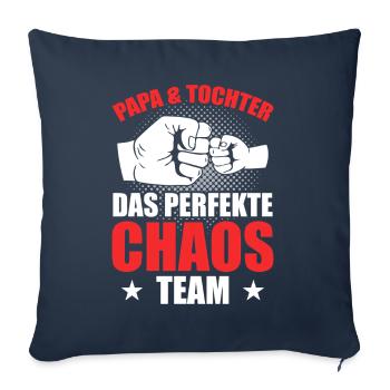 Papa, fille, l’équipe parfaite du chaos - Housse de coussin décorative 45 x 45 cm - bleu marine - Devant