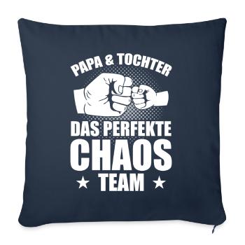 Papa, fille, l’équipe parfaite du chaos - Housse de coussin décorative 45 x 45 cm - bleu marine - Devant