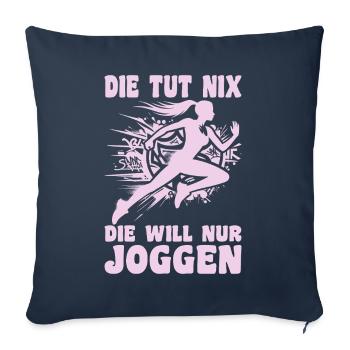Coureuse qui ne fait rien, elle a juste envie de faire du footing, joggeuse - Housse de coussin décorative 45 x 45 cm - bleu marine - Devant