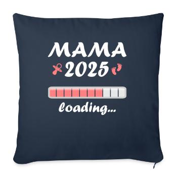 Maman 2025 Cadeau Femmes Dames Mère Enceinte - Housse de coussin décorative 45 x 45 cm - bleu marine - Devant