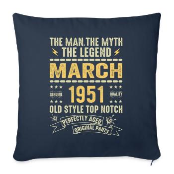 Mars 1951 Jubilé 1951 - Légendes Mars 1951 - Housse de coussin décorative 45 x 45 cm - bleu marine - Devant