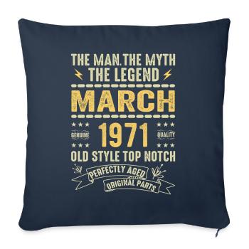 Mars 1971 Jubilé 1971 - Légendes Mars 1971 - Housse de coussin décorative 45 x 45 cm - bleu marine - Devant