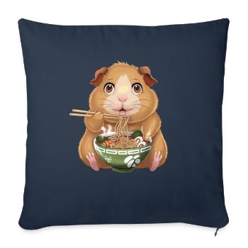 Fan de Ramen Cochon d’Inde - Mignon - Housse de coussin décorative 45 x 45 cm - bleu marine - Devant