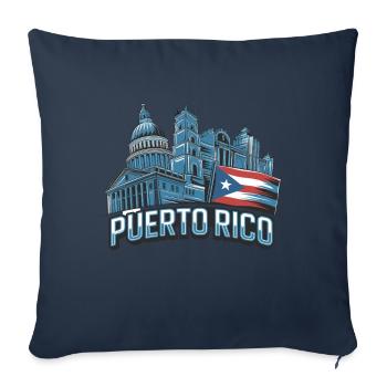 Porto Rico Bâtiments Caraïbes Architecture San Juan - Housse de coussin décorative 45 x 45 cm - bleu marine - Devant
