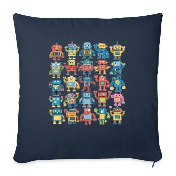 Colorful Robots for Kids - Funny Illustrations - Sofa pillowcase 17,3'' x 17,3'' (45 x 45 cm) - navy - Front
