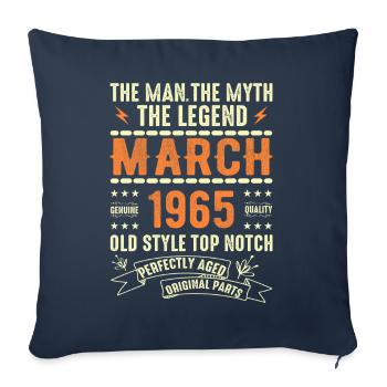 Mars 1965 Cadeau d’anniversaire Vintage Mars 1965 - Housse de coussin décorative 45 x 45 cm - bleu marine - Devant