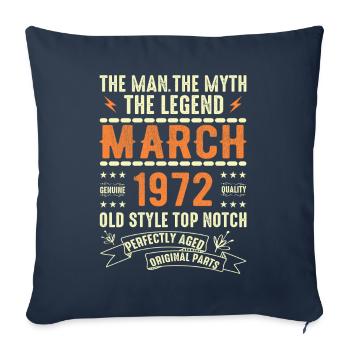 Mars 1972 Cadeau d’anniversaire Vintage Mars 1972 - Housse de coussin décorative 45 x 45 cm - bleu marine - Devant
