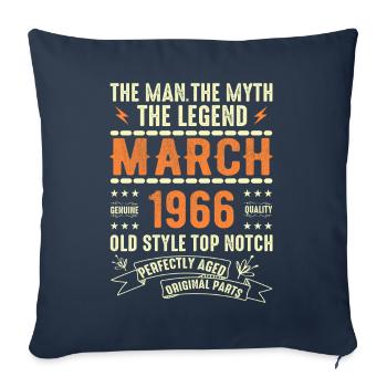 Mars 1966 Cadeau d’anniversaire Vintage Mars 1966 - Housse de coussin décorative 45 x 45 cm - bleu marine - Devant
