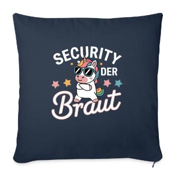 Sécurité de la mariée Licorne Enterrement de vie de garçon Chemise de groupe - Housse de coussin décorative 45 x 45 cm - bleu marine - Devant