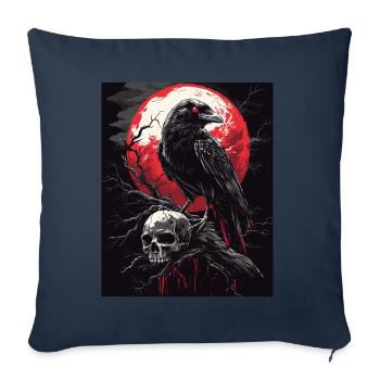 Raven Skull Moon Dark Gothic Black Crow - Sofa pillowcase 17,3'' x 17,3'' (45 x 45 cm) - navy - Front