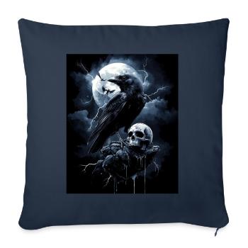 Raven Skull Moon Dark Gothic Black Crow - Sofa pillowcase 17,3'' x 17,3'' (45 x 45 cm) - navy - Front
