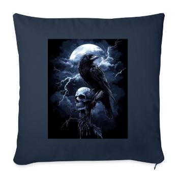 Raven Skull Moon Dark Gothic Black Crow - Sofa pillowcase 17,3'' x 17,3'' (45 x 45 cm) - navy - Front