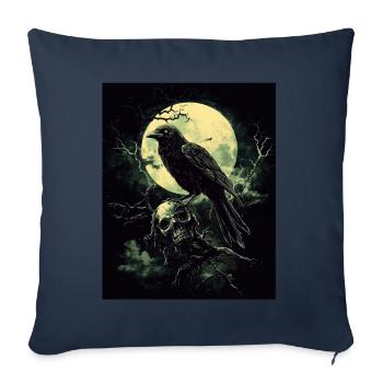 Raven Skull Moon Dark Gothic Black Crow - Sofa pillowcase 17,3'' x 17,3'' (45 x 45 cm) - navy - Front