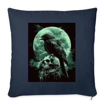 Raven Skull Moon Dark Gothic Black Crow - Sofa pillowcase 17,3'' x 17,3'' (45 x 45 cm) - navy - Front