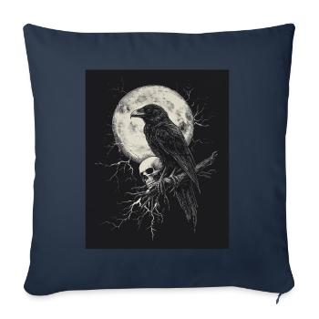 Raven Skull Moon Dark Gothic Black Crow - Sofa pillowcase 17,3'' x 17,3'' (45 x 45 cm) - navy - Front