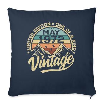 Anniversaire Vintage Mai 1972 original Mai 1972 - Housse de coussin décorative 45 x 45 cm - bleu marine - Devant