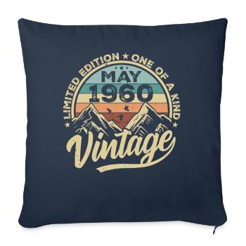 Anniversaire Vintage Mai 1960 original Mai 1960 - Housse de coussin décorative 45 x 45 cm - bleu marine - Devant