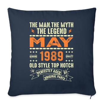 Birthday May 1989 - May 1989 - Sofa pillowcase 17,3'' x 17,3'' (45 x 45 cm) - navy - Front