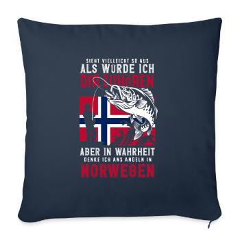 Norvège Pêche Dire Drôle Design - Housse de coussin décorative 45 x 45 cm - bleu marine - Devant