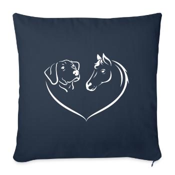 Pferd und Hund Hobby Geschenk Sport Dressur - Sofakissenbezug 45 x 45 cm - Navy - Vorne