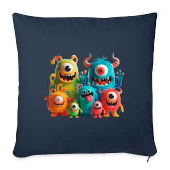 Colorful monster family having fun - Sofa pillowcase 17,3'' x 17,3'' (45 x 45 cm) - navy - Front