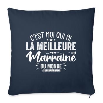 Meilleure Marraine Super Marraine Cadeau Marraine - Housse de coussin décorative 45 x 45 cm - bleu marine - Devant