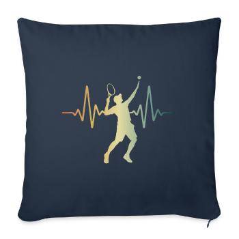 Heartbeat Tennis Player Tennis ECG Pulse - Sofa pillowcase 17,3'' x 17,3'' (45 x 45 cm) - navy - Front