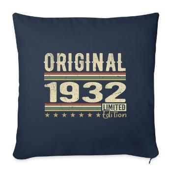 Original 1932 - Cadeau D’anniversaire Rétro 1932 - Housse de coussin décorative 45 x 45 cm - bleu marine - Devant