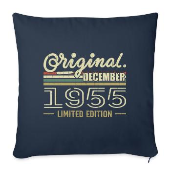 Décembre 1955 anniversaire Décembre 1955 Décembre - Housse de coussin décorative 45 x 45 cm - bleu marine - Devant