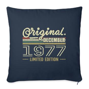 Décembre 1977 anniversaire Décembre 1977 Décembre - Housse de coussin décorative 45 x 45 cm - bleu marine - Devant