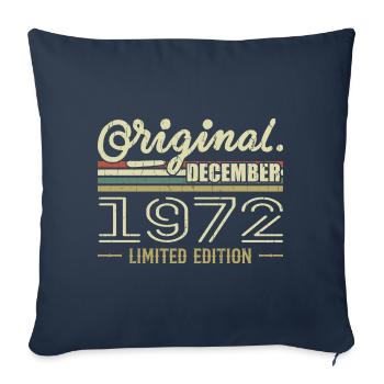 Décembre 1972 anniversaire Décembre 1972 Décembre - Housse de coussin décorative 45 x 45 cm - bleu marine - Devant