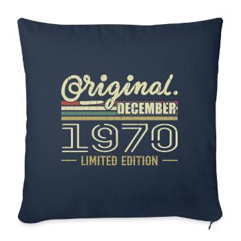 Décembre 1970 anniversaire Décembre 1970 Décembre - Housse de coussin décorative 45 x 45 cm - bleu marine - Devant