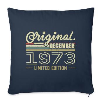 Décembre 1973 anniversaire Décembre 1973 Décembre - Housse de coussin décorative 45 x 45 cm - bleu marine - Devant