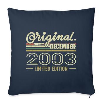Décembre 2003 anniversaire Décembre 2003 Décembre - Housse de coussin décorative 45 x 45 cm - bleu marine - Devant