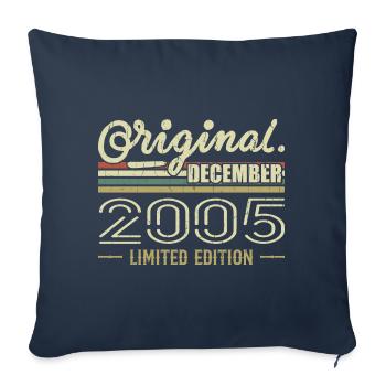 Décembre 2005 anniversaire Décembre 2005 Décembre - Housse de coussin décorative 45 x 45 cm - bleu marine - Devant