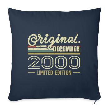 Décembre 2000 anniversaire Décembre 2000 Décembre - Housse de coussin décorative 45 x 45 cm - bleu marine - Devant