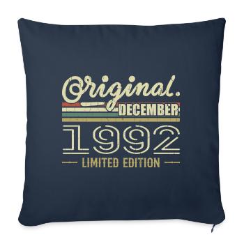 Décembre 1992 anniversaire Décembre 1992 Décembre - Housse de coussin décorative 45 x 45 cm - bleu marine - Devant