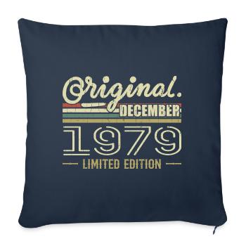 Décembre 1979 anniversaire Décembre 1979 Décembre - Housse de coussin décorative 45 x 45 cm - bleu marine - Devant