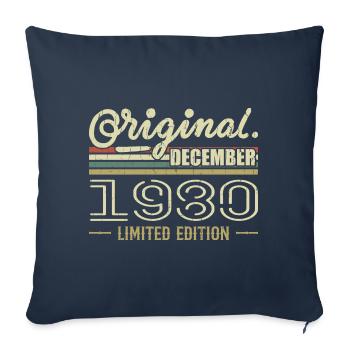 Décembre 1980 anniversaire Décembre 1980 Décembre - Housse de coussin décorative 45 x 45 cm - bleu marine - Devant