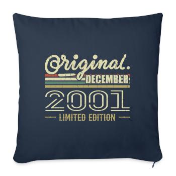 Décembre 2001 anniversaire Décembre 2001 Décembre - Housse de coussin décorative 45 x 45 cm - bleu marine - Devant