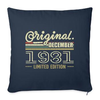 Décembre 1981 anniversaire Décembre 1981 Décembre - Housse de coussin décorative 45 x 45 cm - bleu marine - Devant