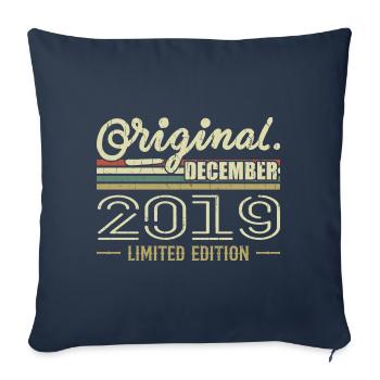 Décembre 2019 anniversaire Décembre 2019 Décembre - Housse de coussin décorative 45 x 45 cm - bleu marine - Devant