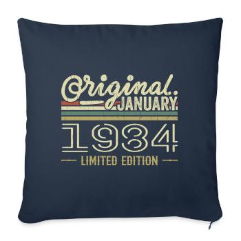 Janvier 1984 anniversaire Janvier 1984 cadeau 1984 - Housse de coussin décorative 45 x 45 cm - bleu marine - Devant